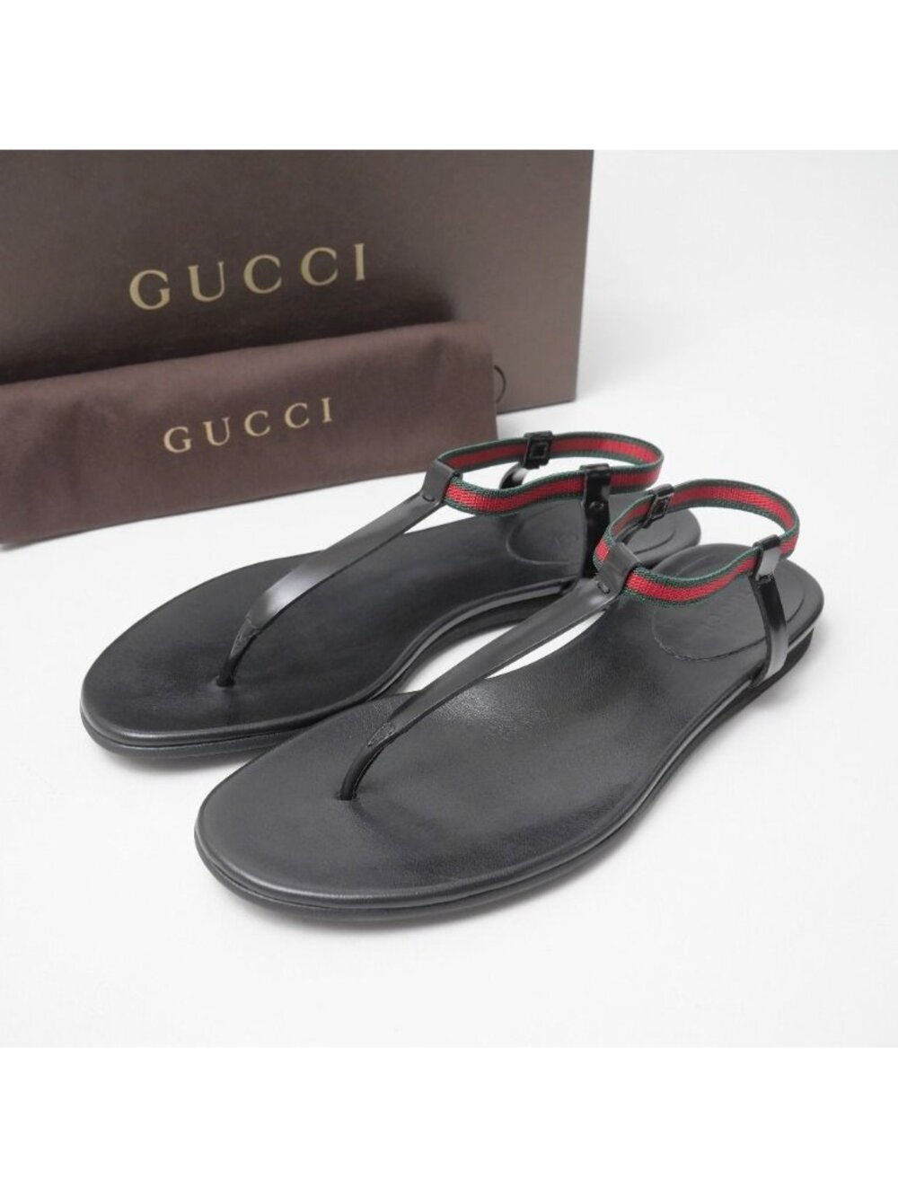 Gucci Sandals 37 Web Line Thong - Picture 1 of 7